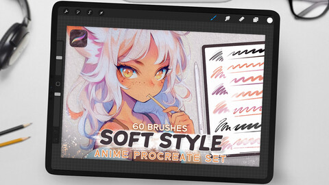 Anime Soft Style Brushes for Procreate, Soft Drawing Brushes, Paper Textures, Procreate Marker, Character Brushes,