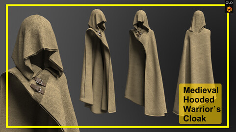 Medieval Hooded Warrior's Cloak