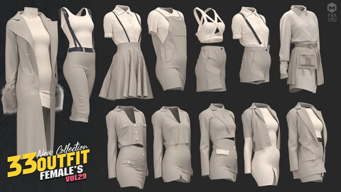 33 models of outfits  fimale's megapack 85%off/ marvelous & clo3d / OBJ / FBX