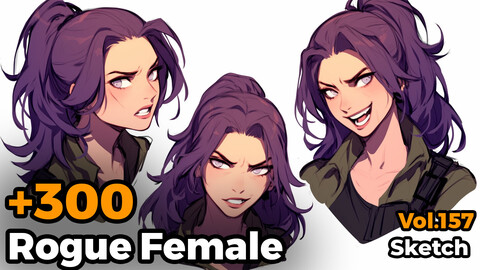 +300 Rogue Female Sketch Reference(4k)