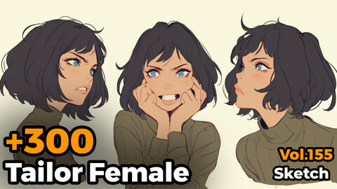 +300 Tailor Female Sketch Reference(4k)