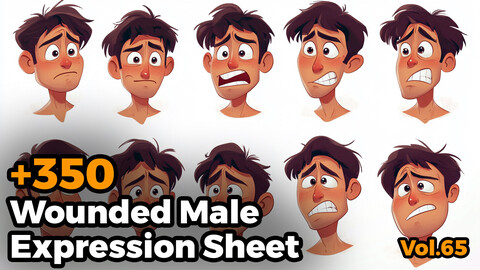 +350 Wounded Male Expression Sheet(4k)