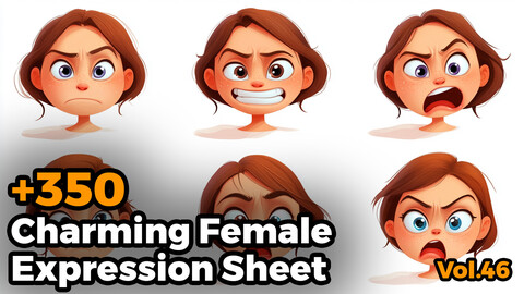 +350 Rustic Female Expression Sheet(4k)