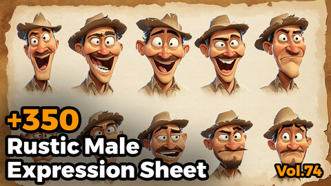 +350 Rustic Male Expression Sheet(4k)