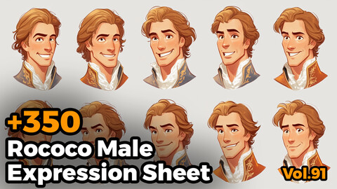 +350 Rococo Male Expression Sheet(4k)