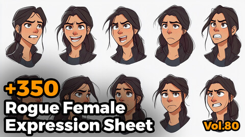 +350 Rogue Female Expression Sheet(4k)