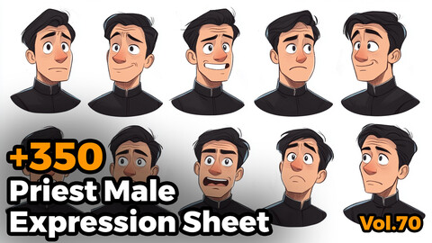 +350 Priest Male Expression Sheet(4k)