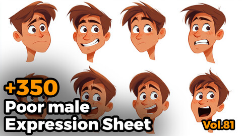 +350 Poor male Expression Sheet(4k)