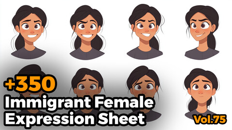 +350 Immigrant Female Expression Sheet(4k)