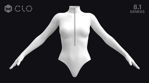 BASIC ZIPPED&GLOVED BODYSUIT / zprj obj fbx highpoly