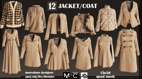 12 JACKET/COAT (female) MD/CLO3D