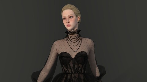 Black lace dress -digital garment - ZPRJ