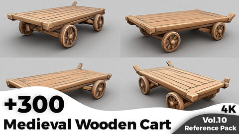 +300 Medieval Wooden Cart Reference Images(4k)