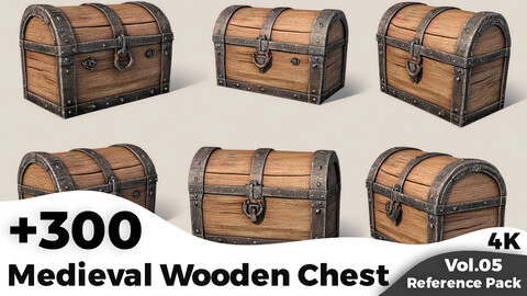 +300 Medieval Wooden Chest Reference Images(4k)