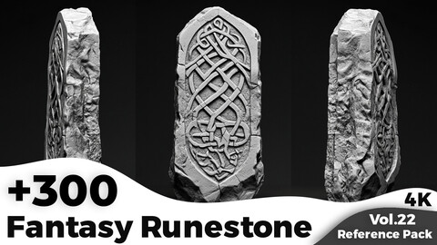 +300 Fantasy Runestone Reference Images(4k)