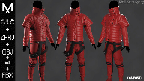 Sci-fi Outfit Male Marvelous designer/Clo3d OBJ mtl FBX ZPRJ + A-POSE