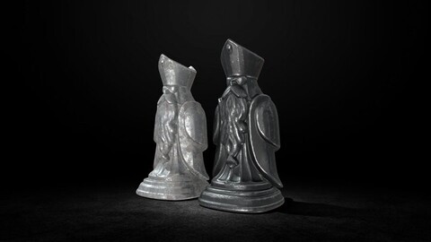 Bishop - Realistic Metallic Bishop Chess Piece