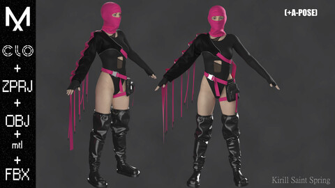 New Outfit Female Marvelous designer/Clo3d OBJ mtl FBX ZPRJ+A-POSE