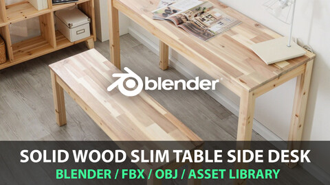 Solid wood slim table side desk