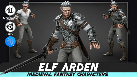 Elf Arden - Stylized Medieval Elven Warrior - Animated RPG Character Hero - #56