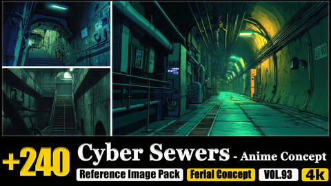 240 Cyber Sewers - Anime Concept Reference Image Pack v.93 |4K|