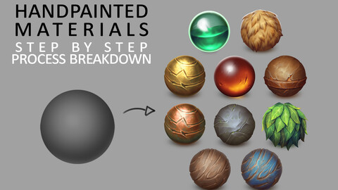 FREE - Handpainting Materials in any painting software - Step by step Process Breakdown