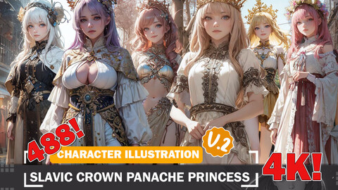 488 Anime Slavic Crown Panache Princess Characters Diverse Outfit Character Design Reference Art V2 4K