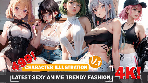 499 Latest Sexy Anime Trendy Fashion Diverse Outfit Character Design Reference Art V1 4K