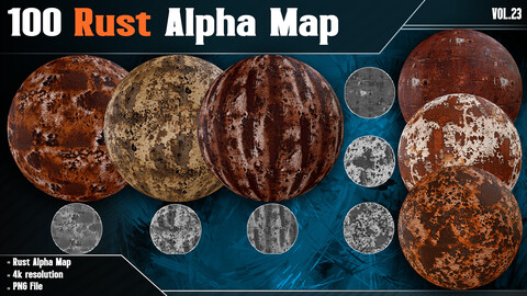 100 Rust Alpha Map - Vol.23 ( 4K PNG )