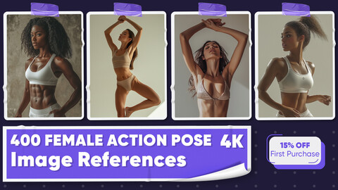 400 Female Action Pose Image References - Vol 01