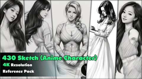 430 Sketch (Anime Character ) Reference Pack _4k_ V38