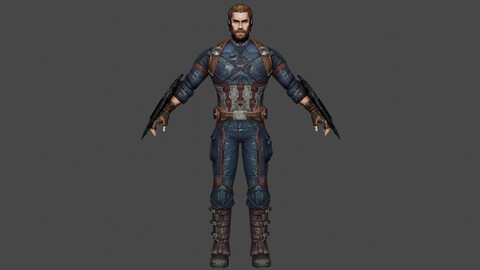 Captain America Low-poly | Rigged 3D model