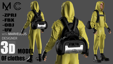 3d model clothes and backpack