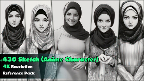 +430 Sketch (Anime Character ) Reference Pack _4k_ V41