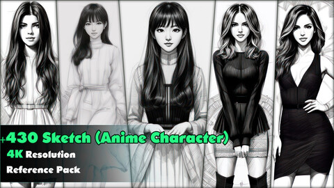 +430 Sketch (Anime Character ) Reference Pack _4k_ V42