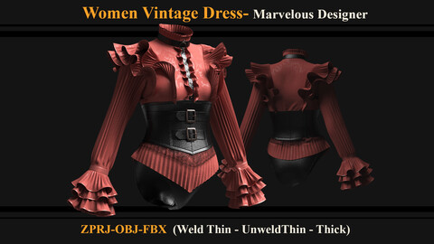 Women Vintage Set Vol.03 (Marvelous Designer/Clo3d)(ZPRJ+OBJ+FBX)