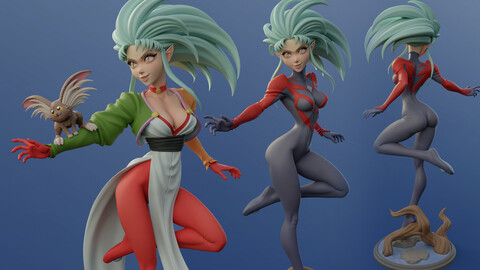 Ryoko Hakubi, 3D Print STL, Render Images/Videos, Marmoset Viewer Files