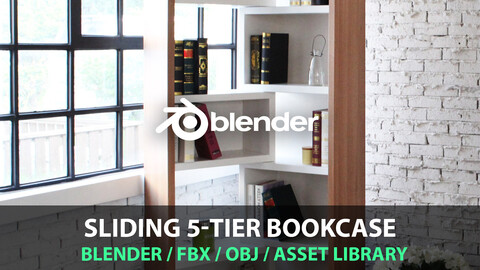 Sliding 5-Tier Bookcase