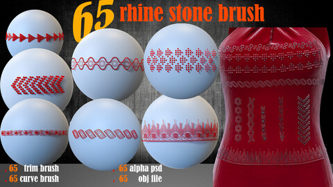 65 rhinestone or BeadWork -curve Brush and Trim Brush For ZBrush