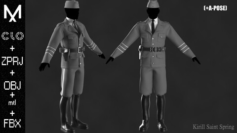 Military Outfit Marvelous designer/Clo3d OBJ mtl FBX ZPRJ+A-POSE