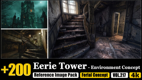 200 Eerie Tower - Environment Concept Reference Image Pack v.217 |4K|