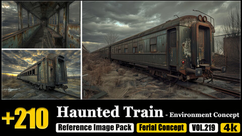 210 Haunted Train - Environment Concept Reference Image Pack v.219 |4K|