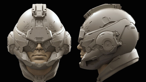 Futuristic 3D helmet concept