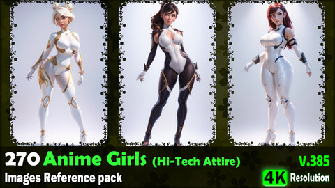 270 Anime Girls (Hi-Tech Attire) Images Reference Pack - 4K Resolution - V.385