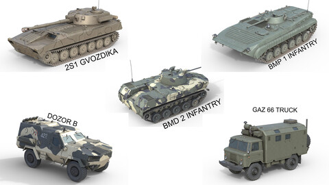 5 Military Vehicles Collection V21 3D Model