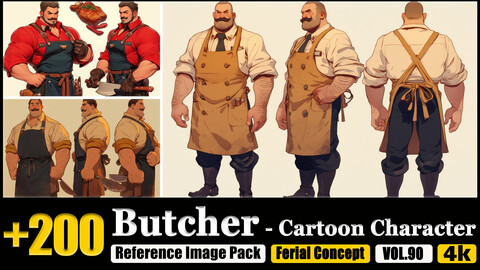 200 Butcher - Cartoon Character Reference Image Pack v.90 |4K|