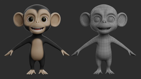 Toony Chimpanzee - Topology + UV map