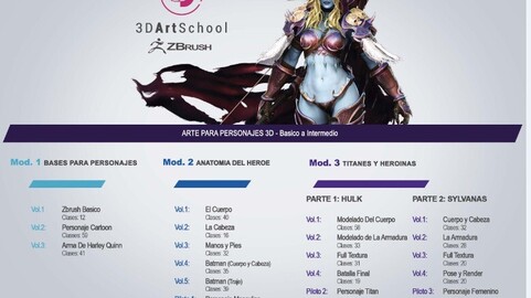 DESCARGAR Aprende Zbrush Creación de personajes 16 Cursos 516 Clases Superficie Anatomía Super heroes Gigantes y Femeninas