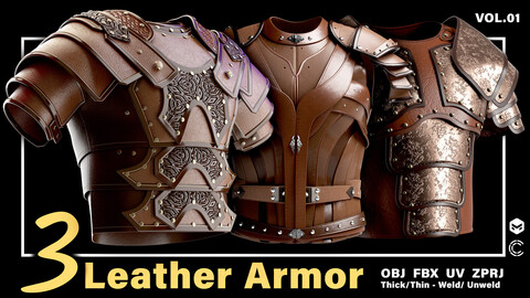 3 Men's Leather Armor (Medieval Warrior Custom) High Quality