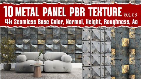 Metal Panel VOL.03|4K Seamless PNG PBR Textures